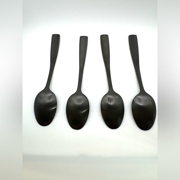 Set Of 4 Black Stainless Steel Teaspoons Flatware - Picture 2 of 5
